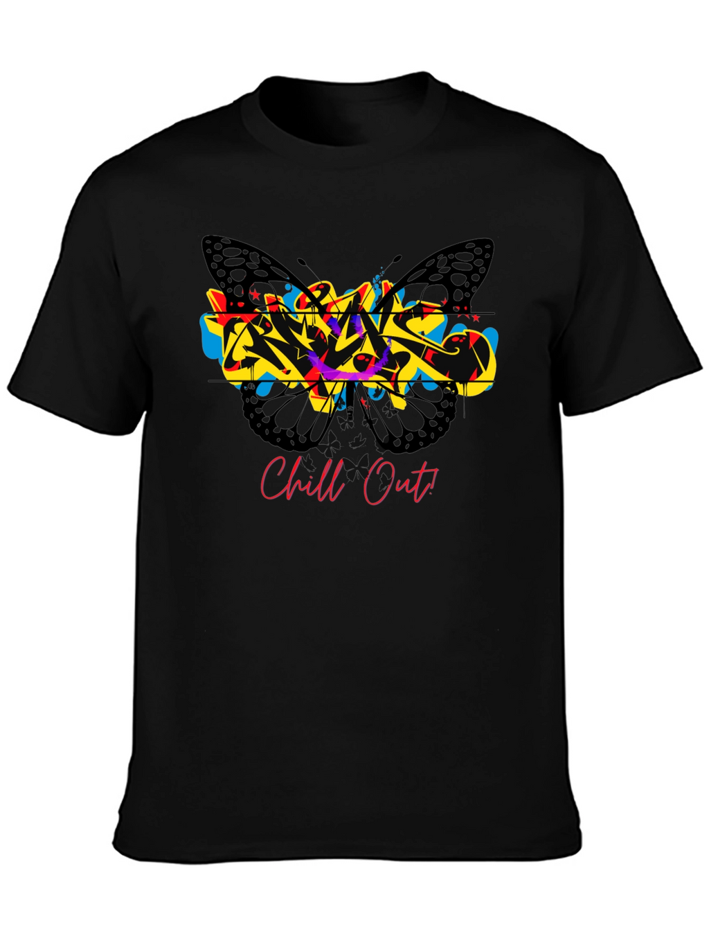 Chill Out Butterfly Graffiti Graphic T-Shirt