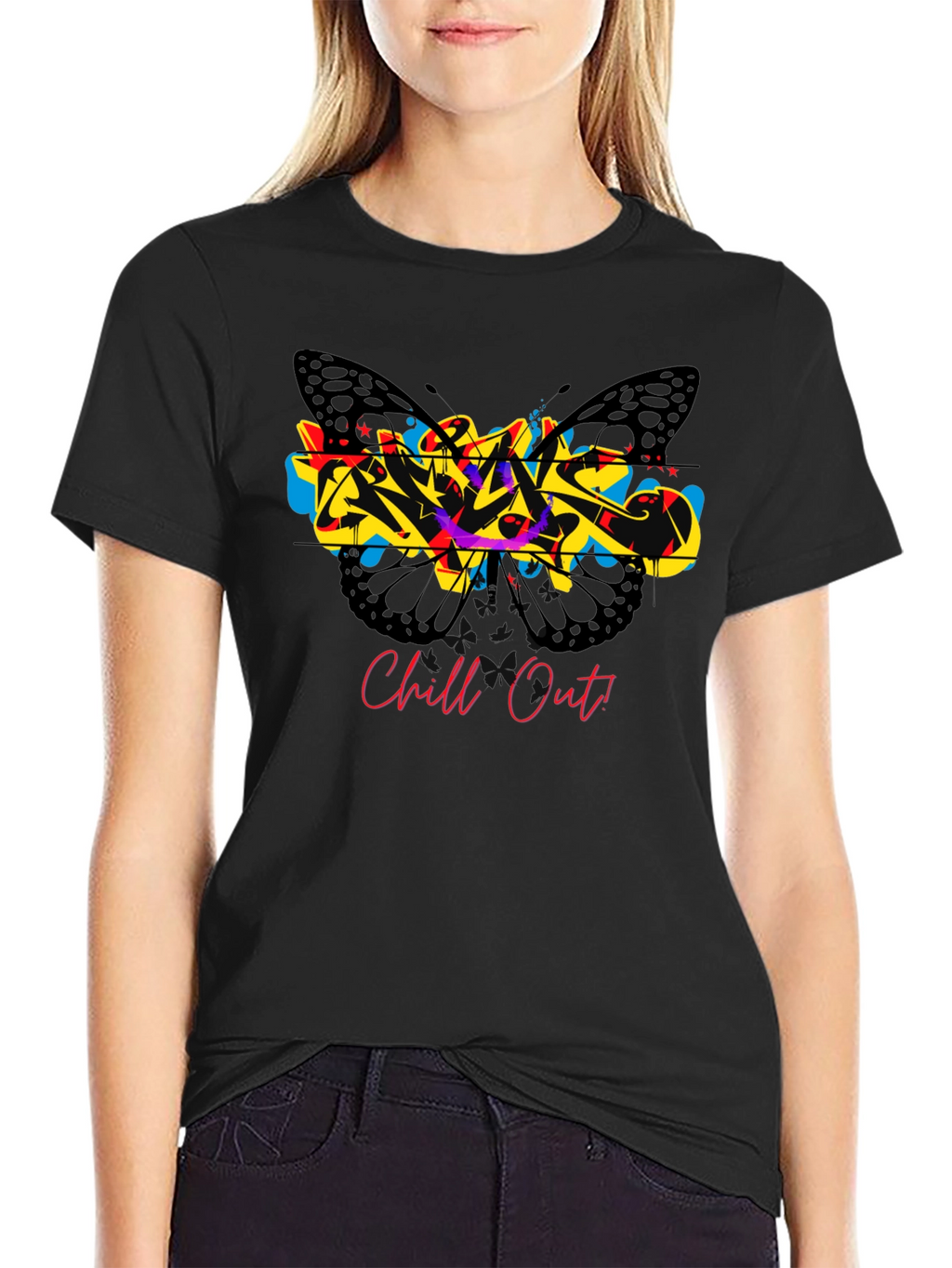 Chill Out Butterfly Graffiti Graphic T-Shirt