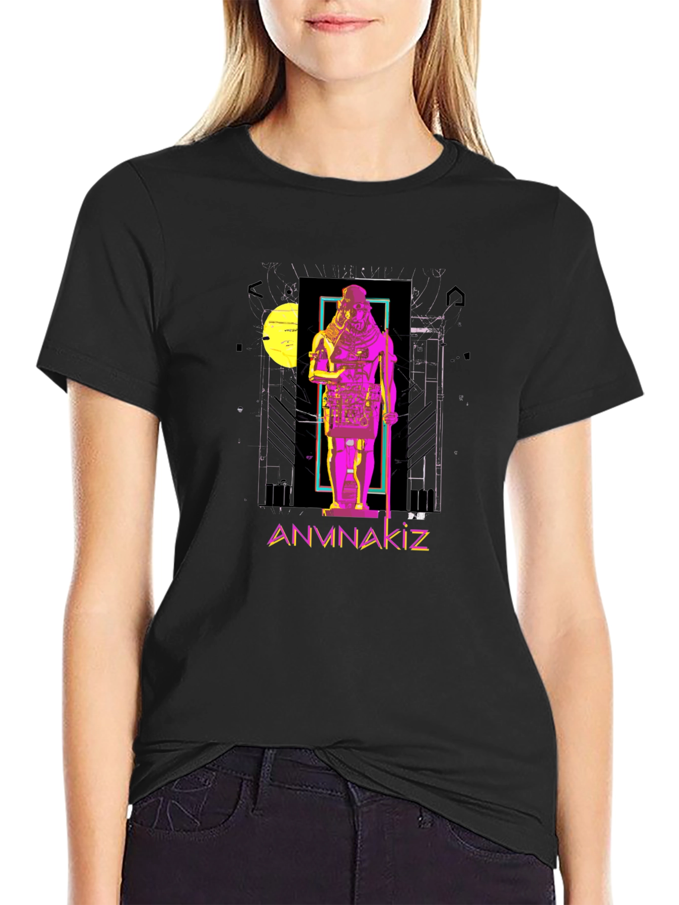 Anunnaki Graphic Print Black T-Shirt