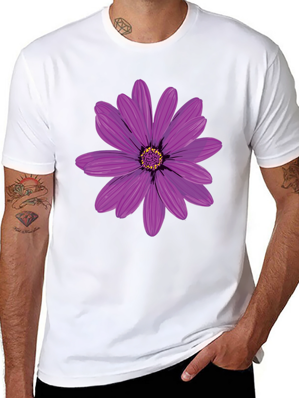 Floral Graphic T-Shirt - Black Cotton Blend