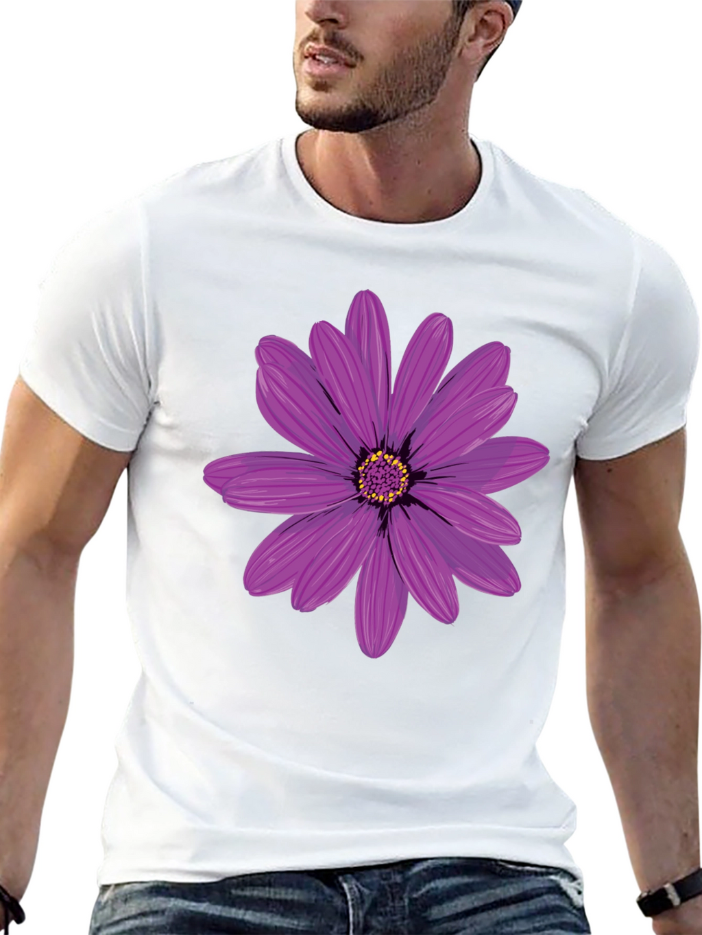 Floral Graphic T-Shirt - Black Cotton Blend