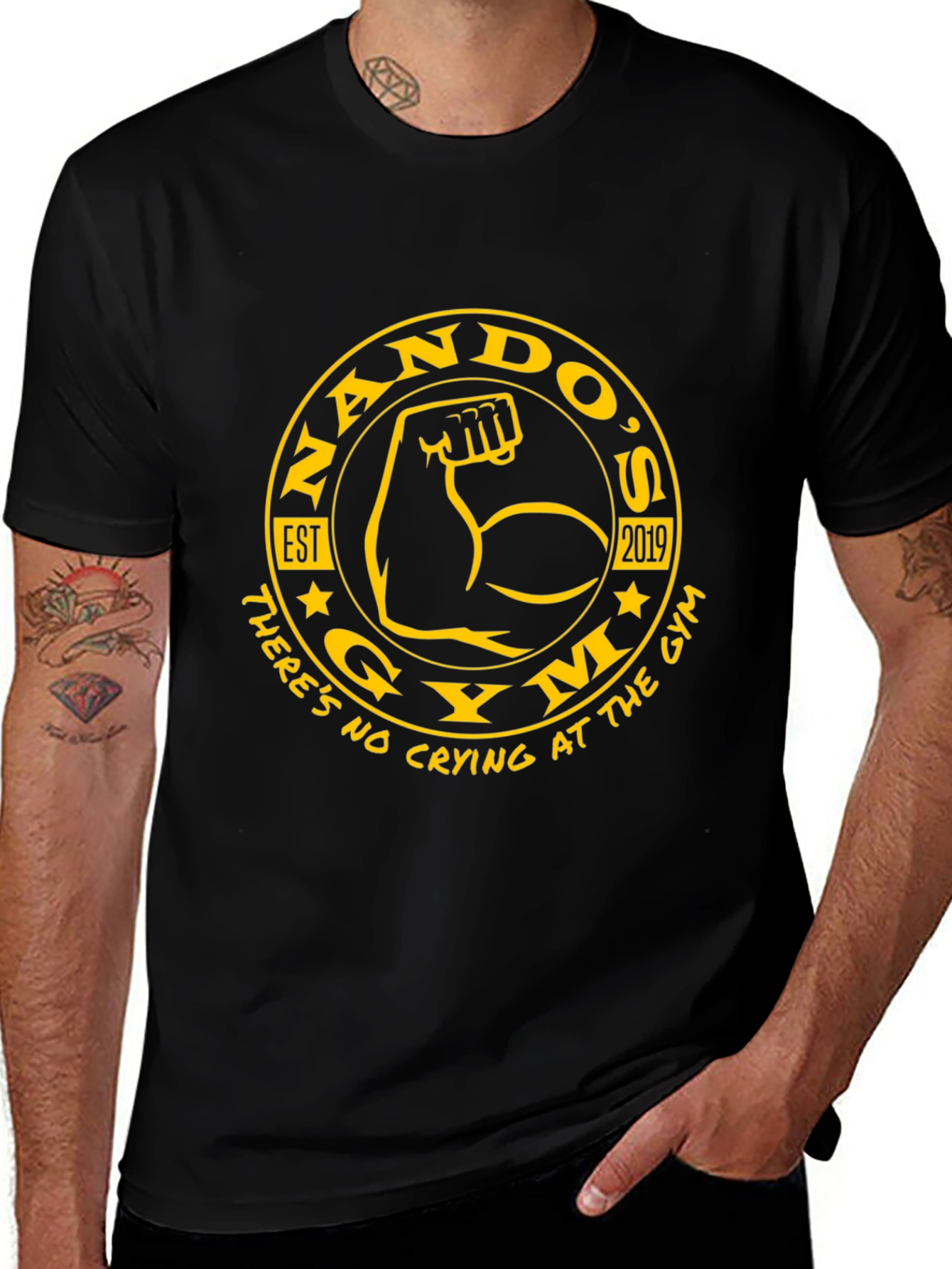 Nandos Gym Black T-Shirt - No Crying!