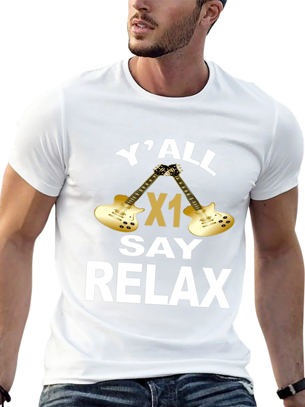 YAll Say Relax Guitar Graphic T-Shirt