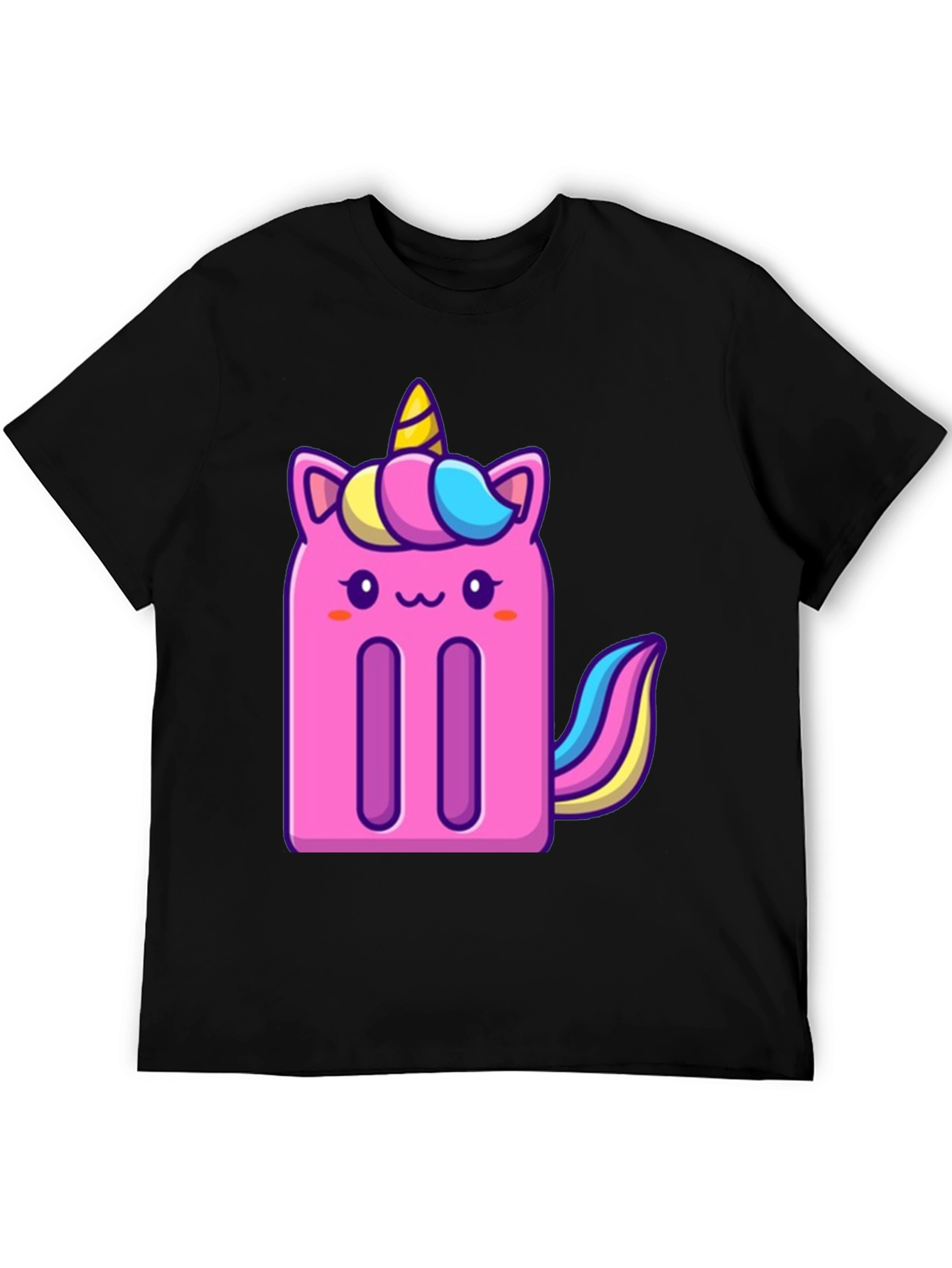 Unicorn Popsicle Graphic Tee - Black Cotton Blend T-Shirt