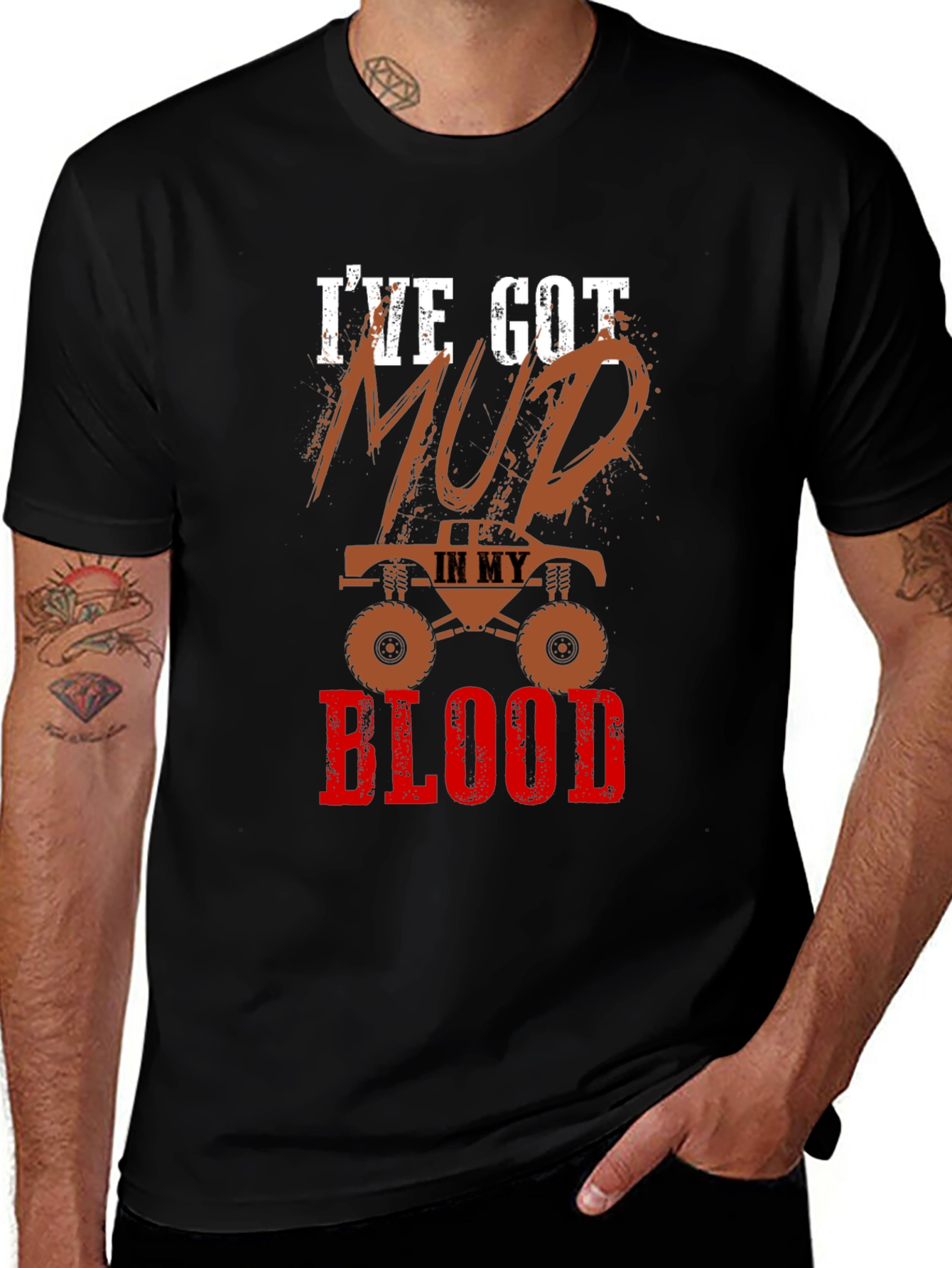 Mud In My Blood Monster Truck Graphic T-Shirt