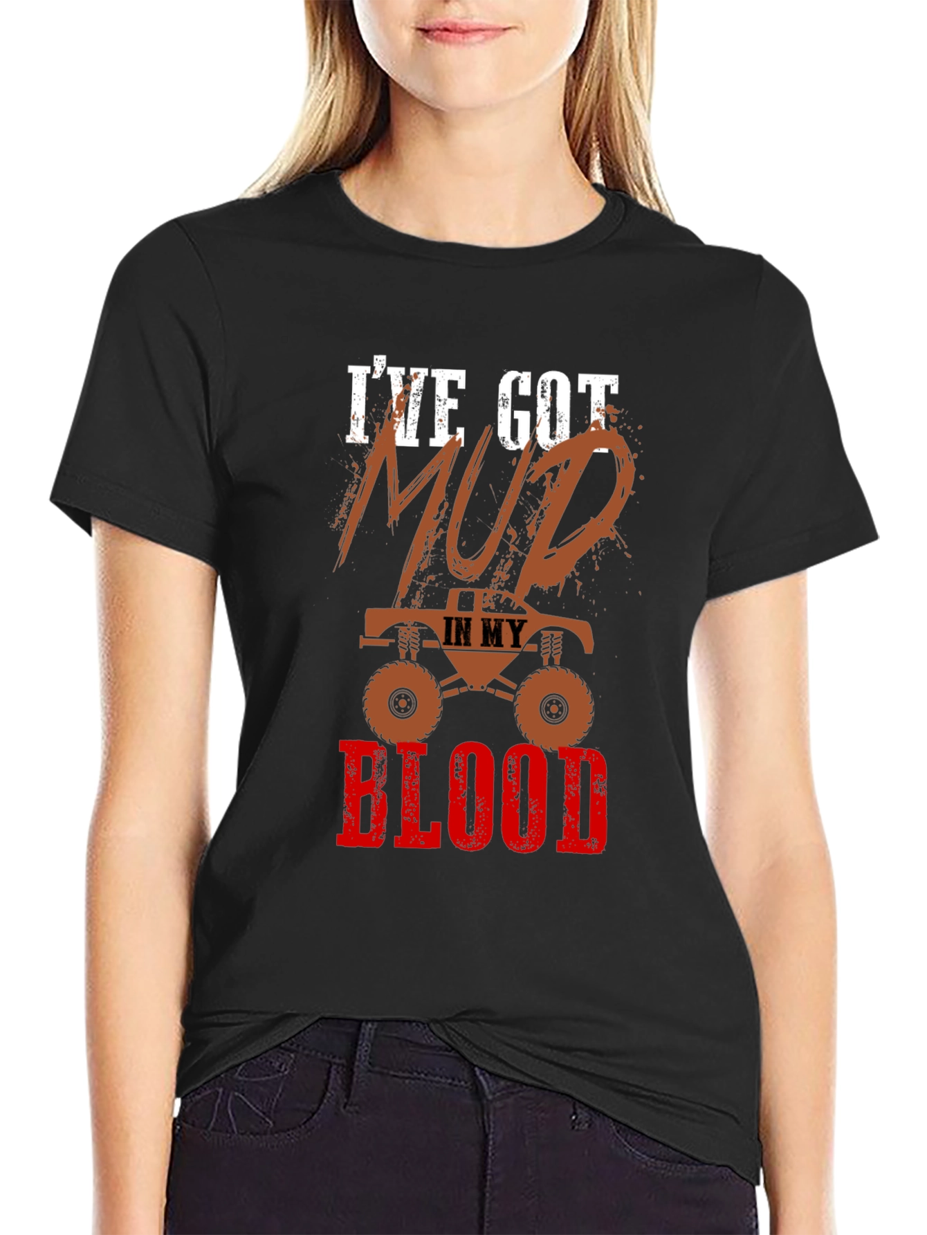 Mud In My Blood Monster Truck Graphic T-Shirt
