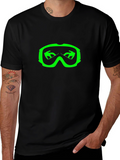 Cool Black T-Shirt with Green Ski Goggles Design