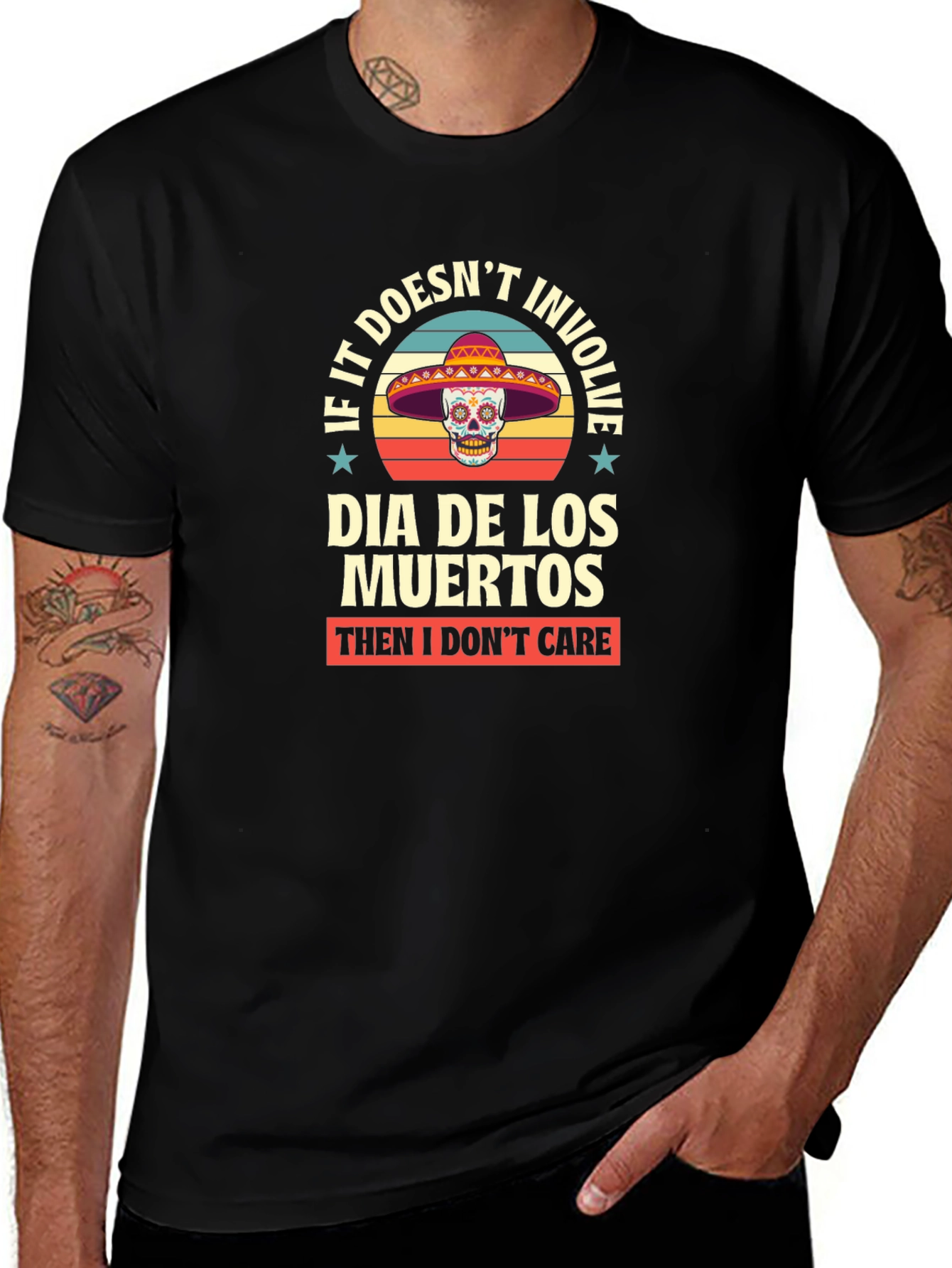 Dia De Los Muertos T-Shirt - Skull Sombrero Tee