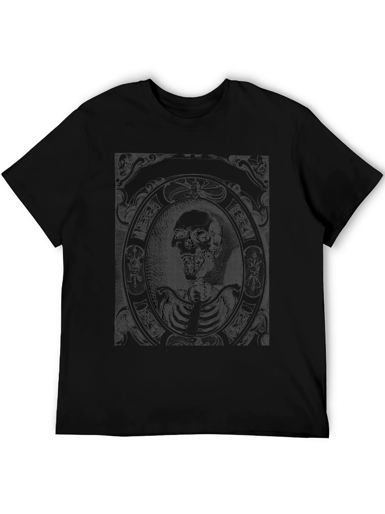 Gothic Skeleton Portrait Graphic Tee - Black