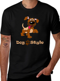Dog Style Graphic Print T-Shirt
