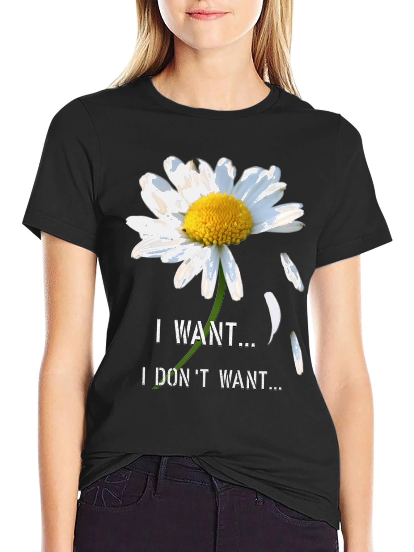 Daisy I Want I Dont Want Black T-Shirt