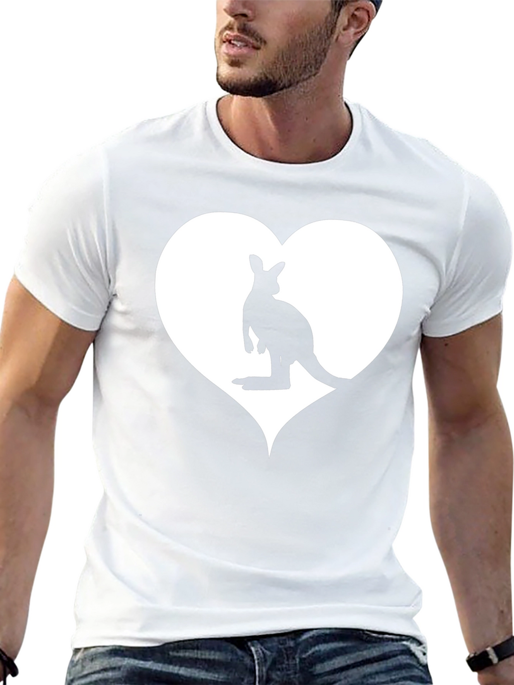 Kangaroo Love Heart T-Shirt - Mens Graphic Tee