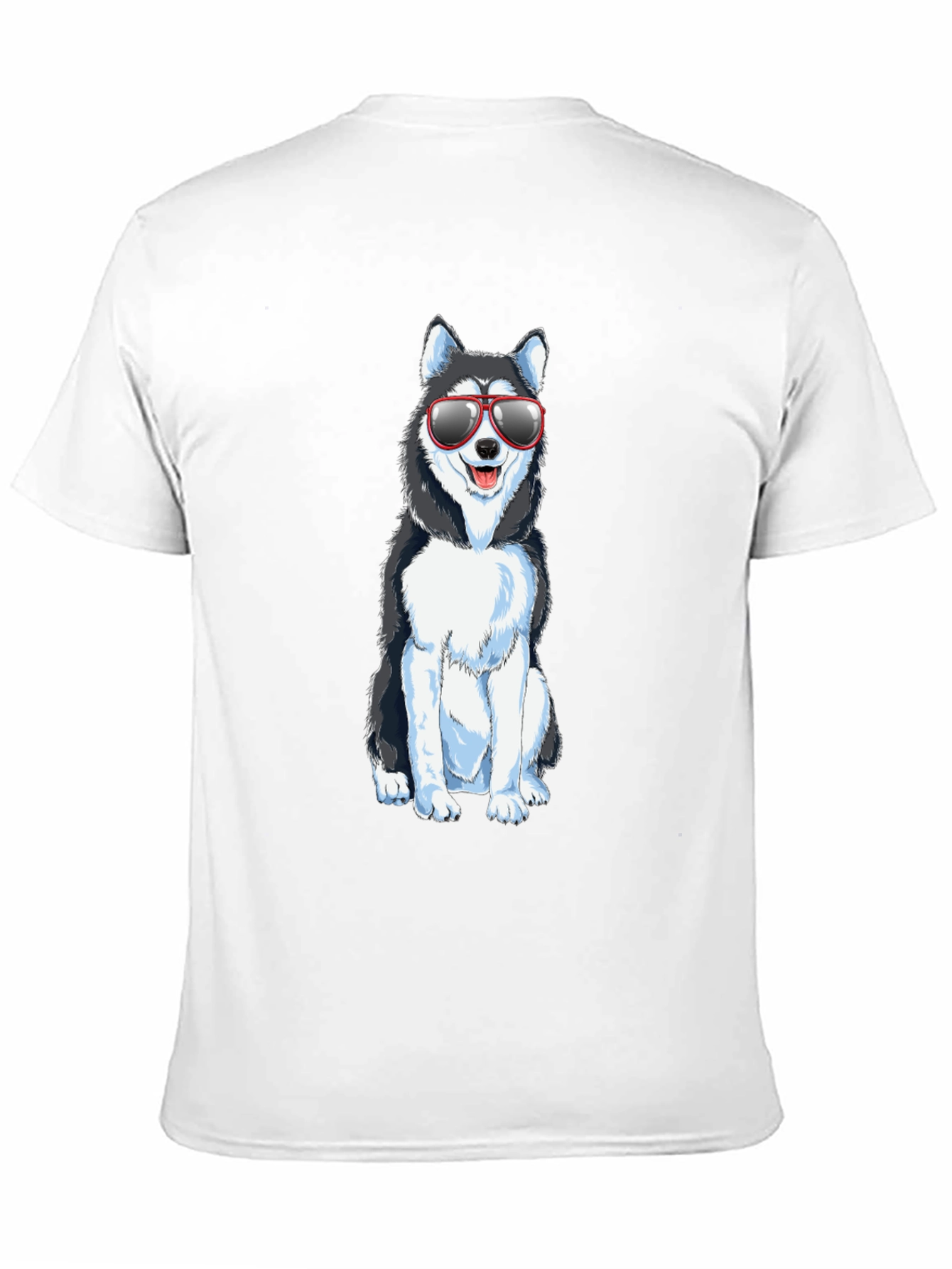 Cool Husky Dog Graphic Tee - Black Cotton T-Shirt