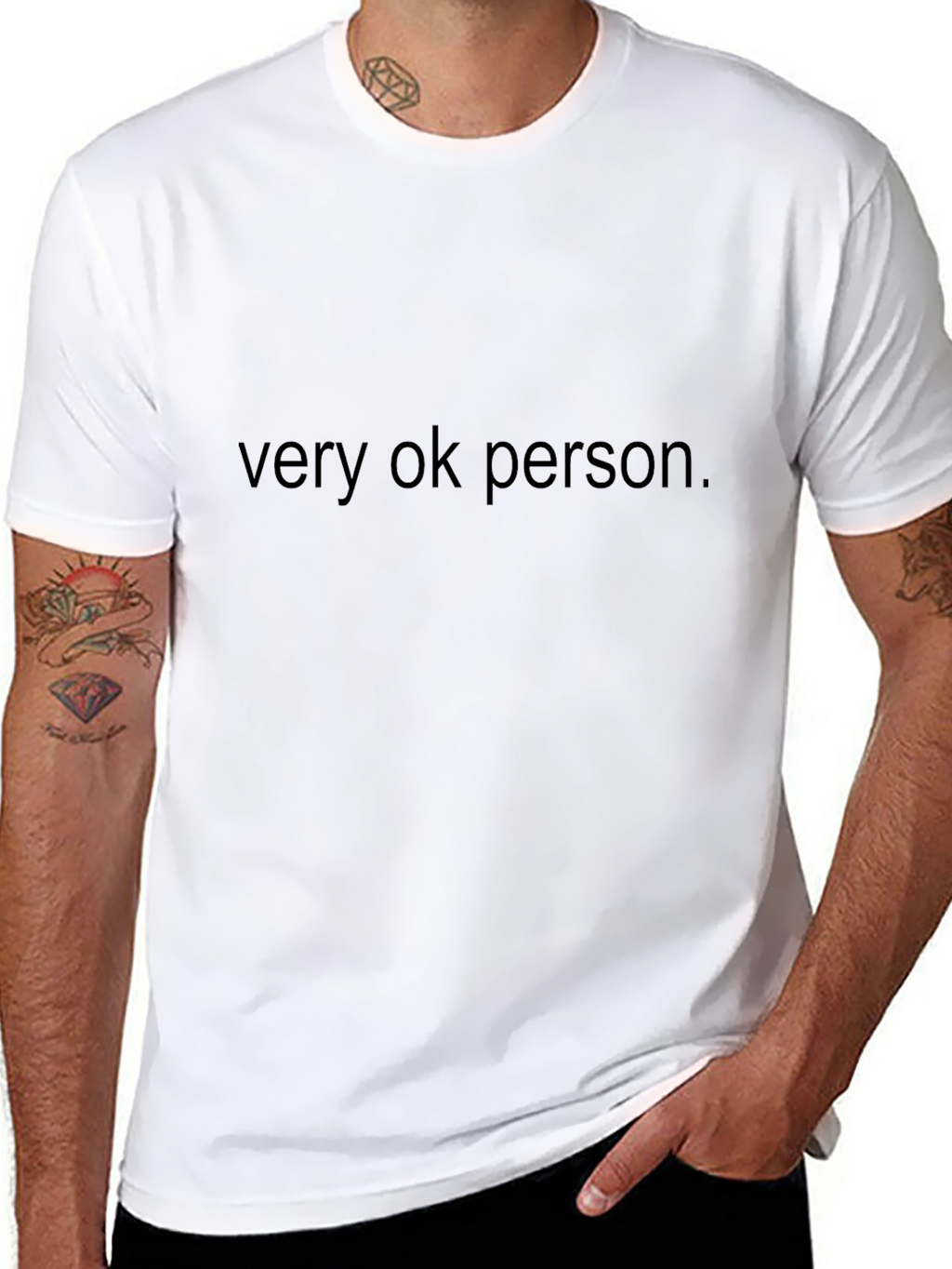 Very OK Person T-Shirt - Black Crew Neck Tee