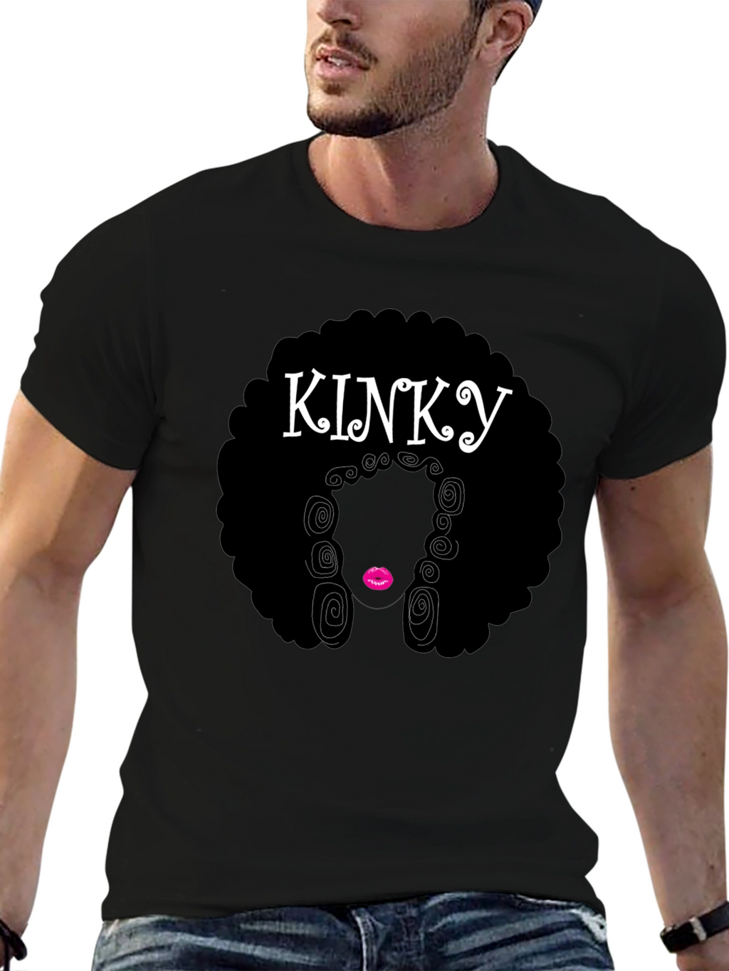 KINKY Afro Graphic T-Shirt - Black