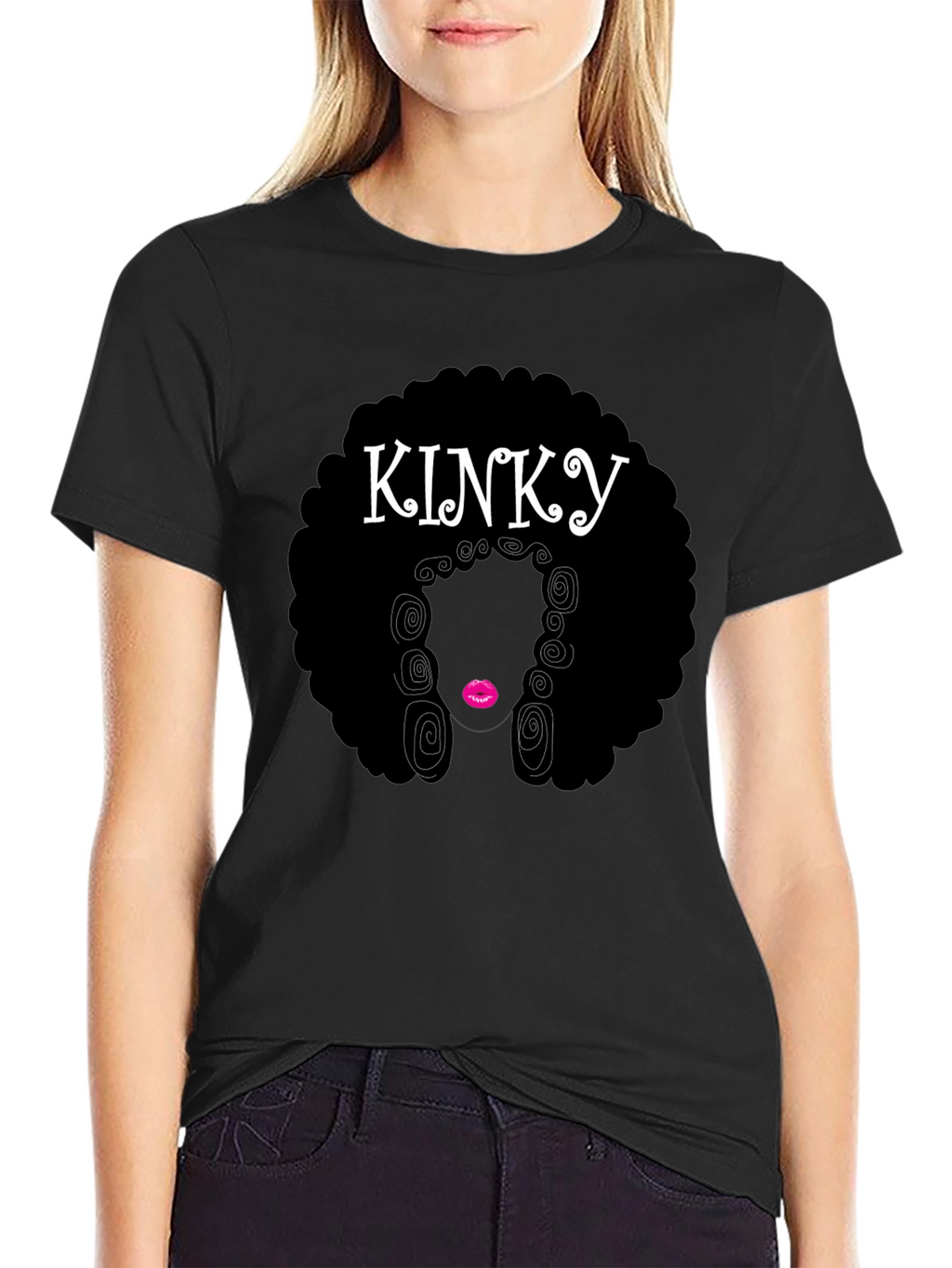 KINKY Afro Graphic T-Shirt - Black