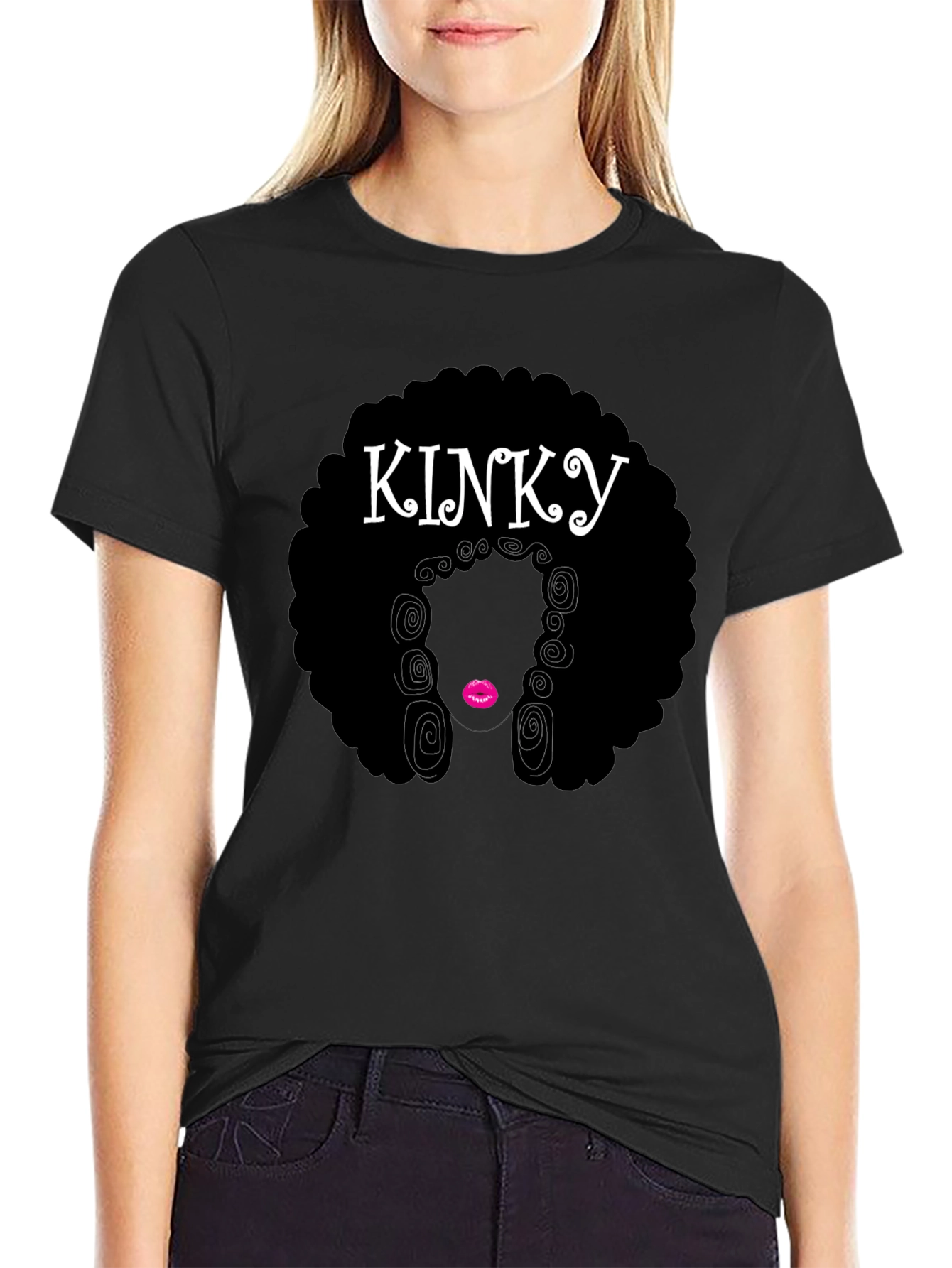KINKY Afro Graphic T-Shirt - Black