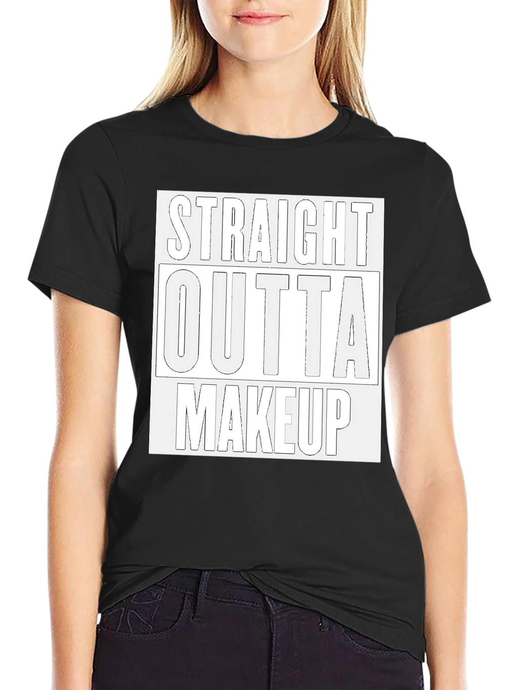 Straight Outta Makeup Graphic Tee - Trendy Casual T-Shirt