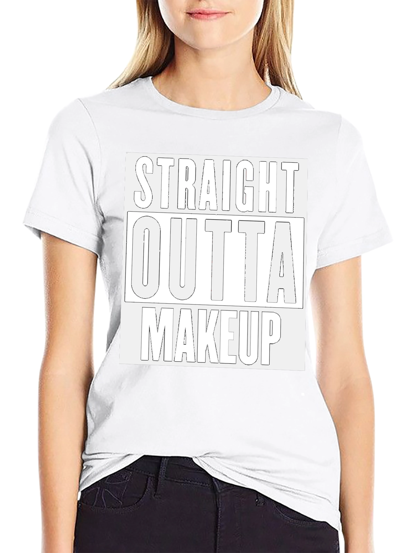 Straight Outta Makeup Graphic Tee - Trendy Casual T-Shirt