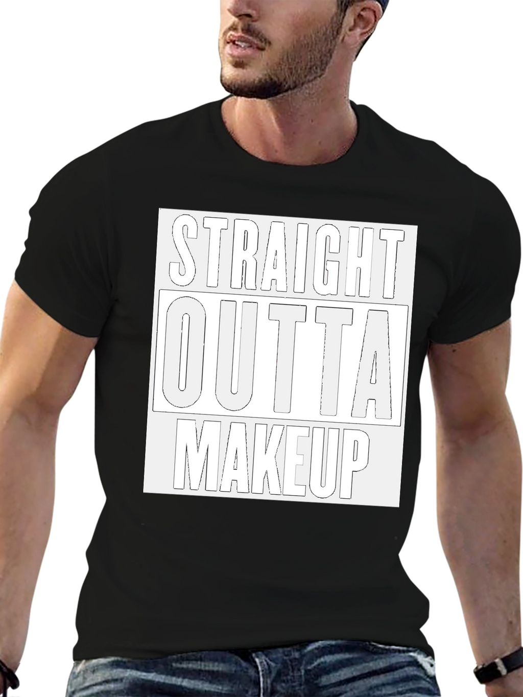 Straight Outta Makeup Graphic Tee - Trendy Casual T-Shirt