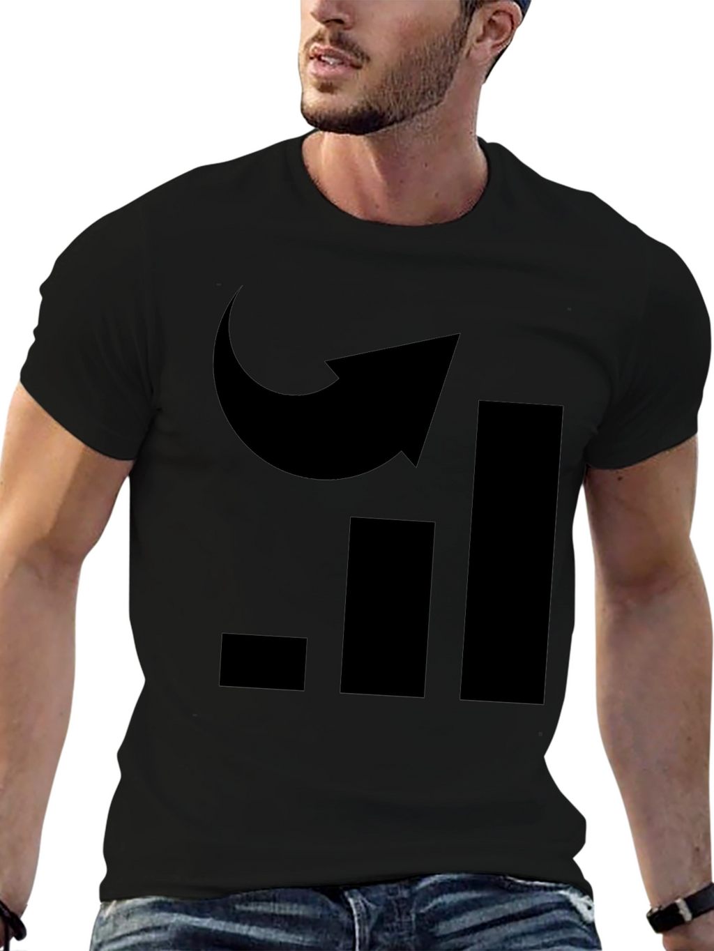 Uplifting Graph Arrow Tee - Black Graphic T-Shirt
