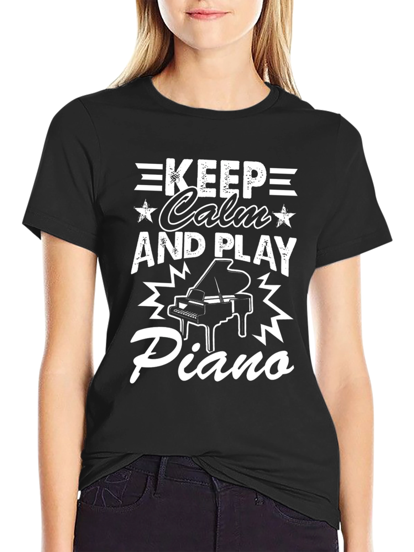 Keep Calm and Play Piano Graphic Tee - Musician T-Shirt