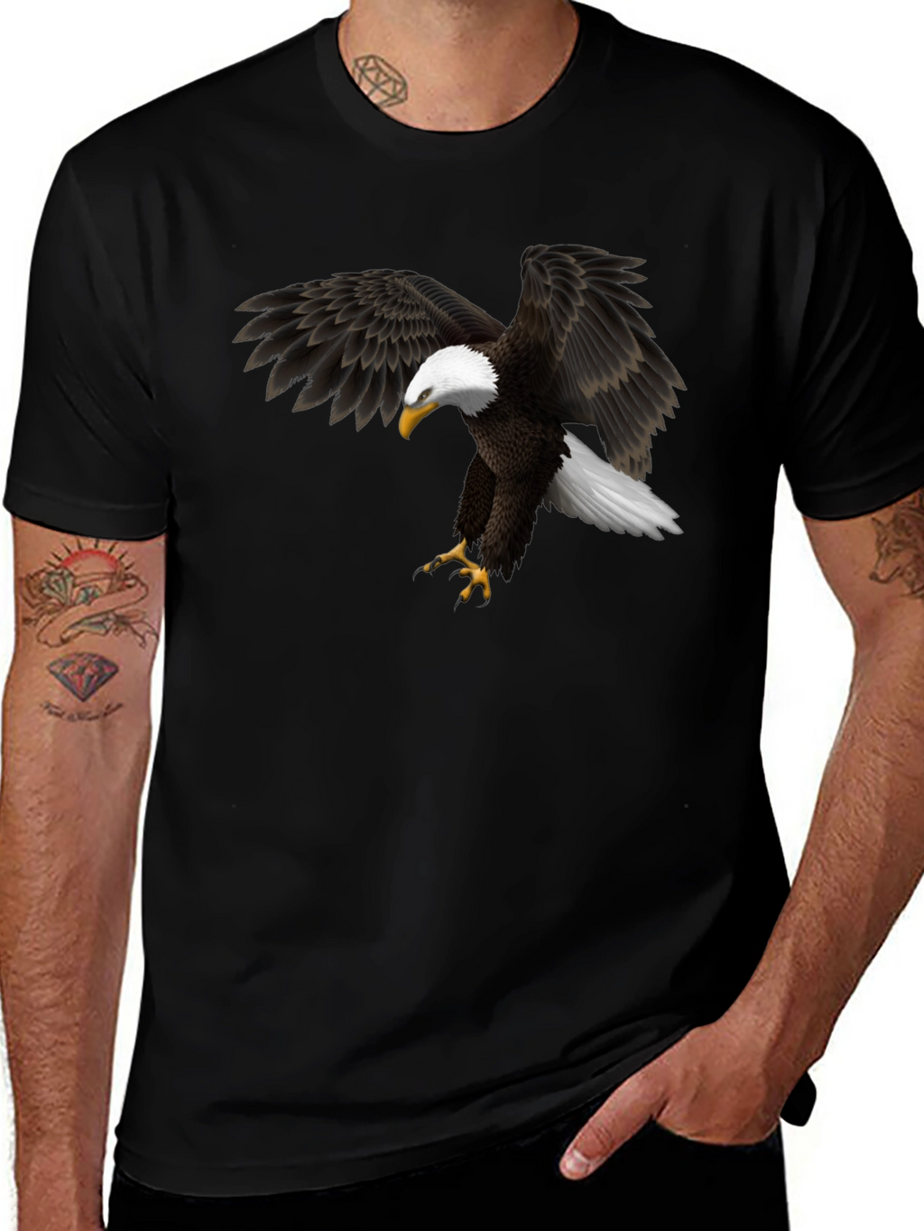 Bald Eagle Graphic Black T-Shirt - Mens Apparel