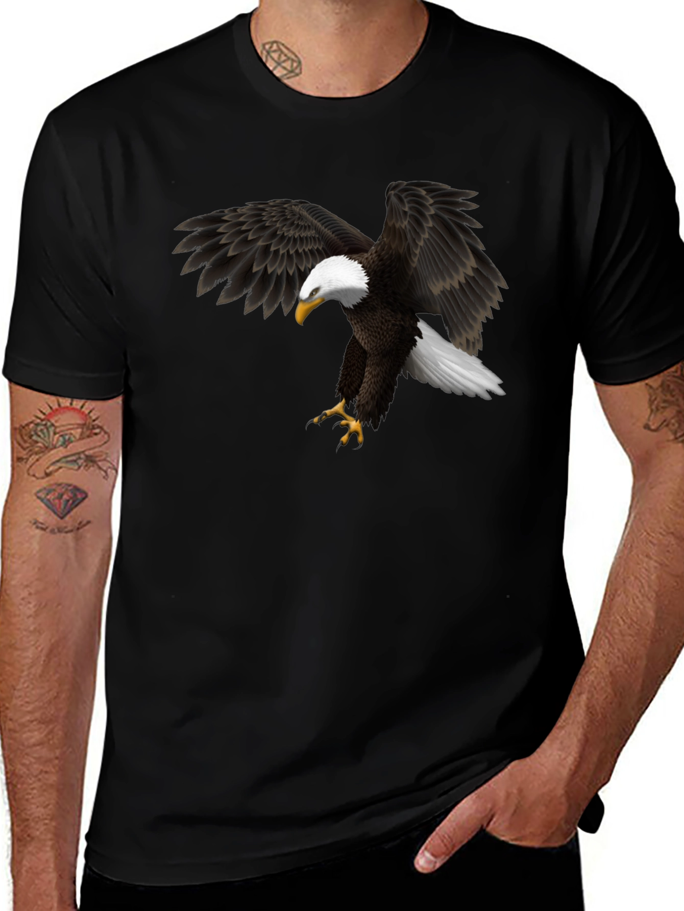 Bald Eagle Graphic Black T-Shirt - Mens Apparel