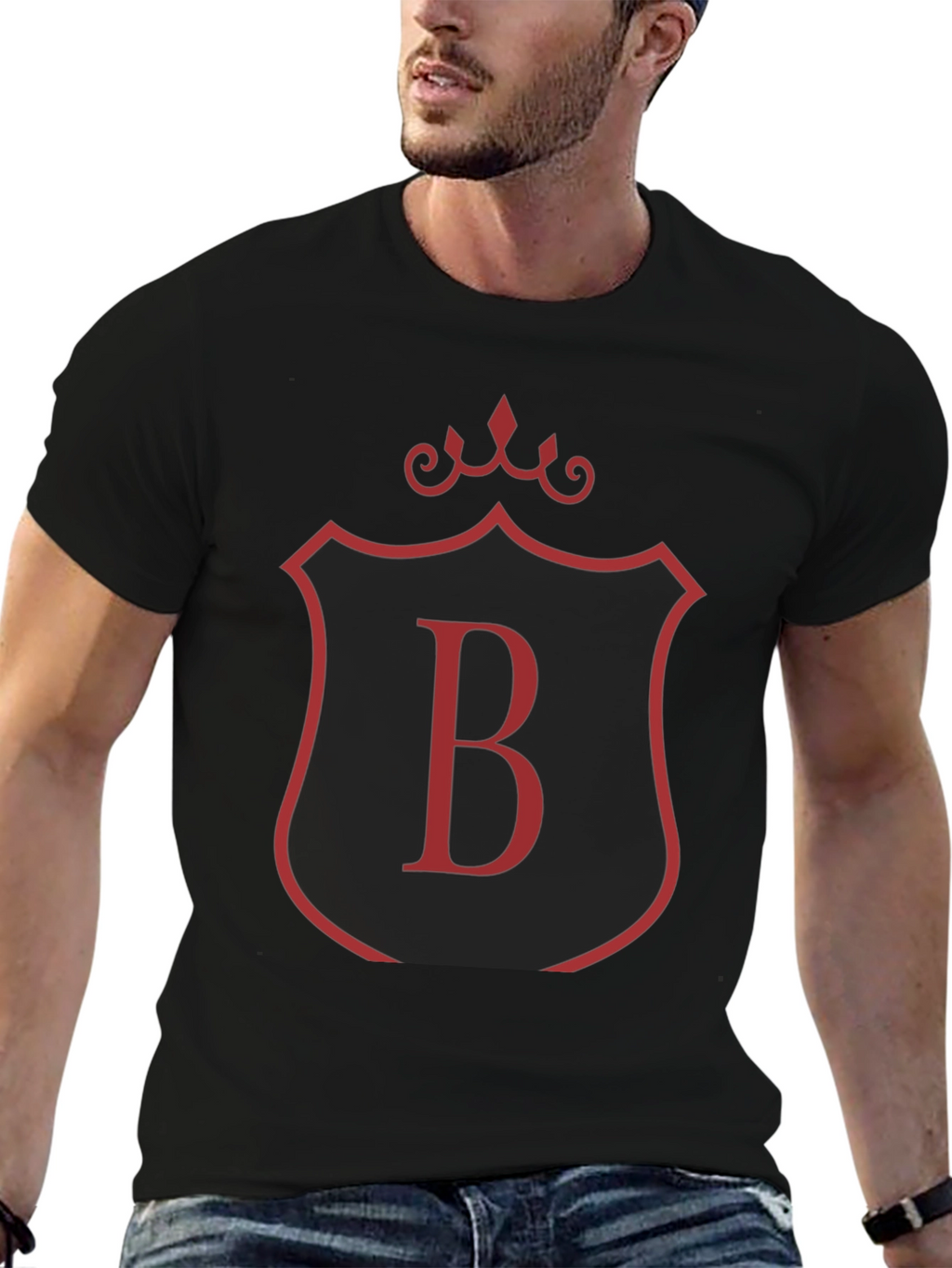 Monogram B Black T-Shirt - Stylish Initial Tee