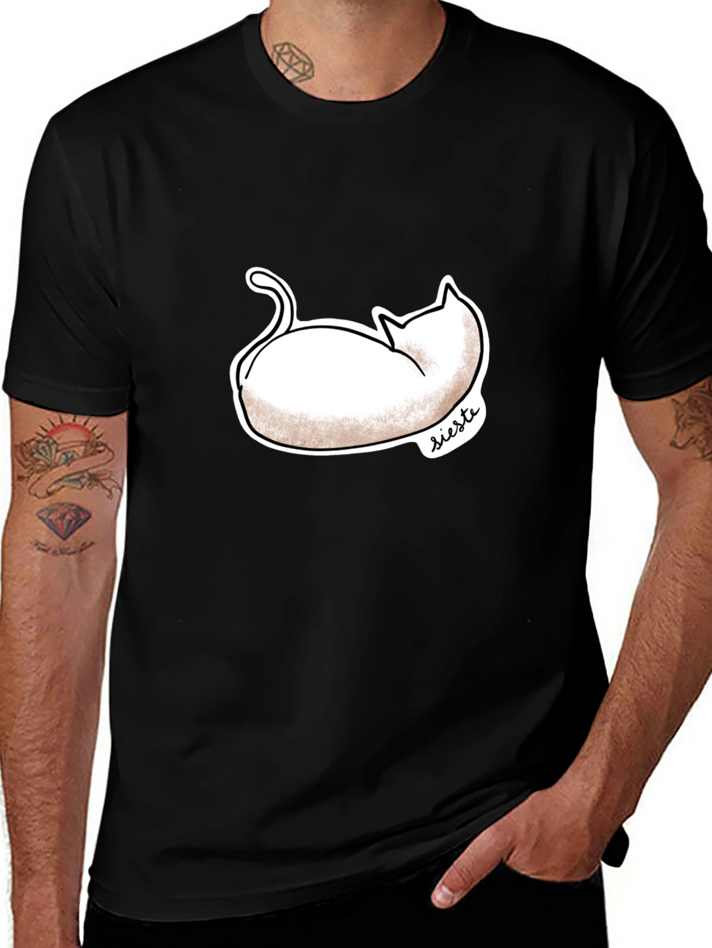 Siesta Cat Graphic Tee - Stylish Comfort