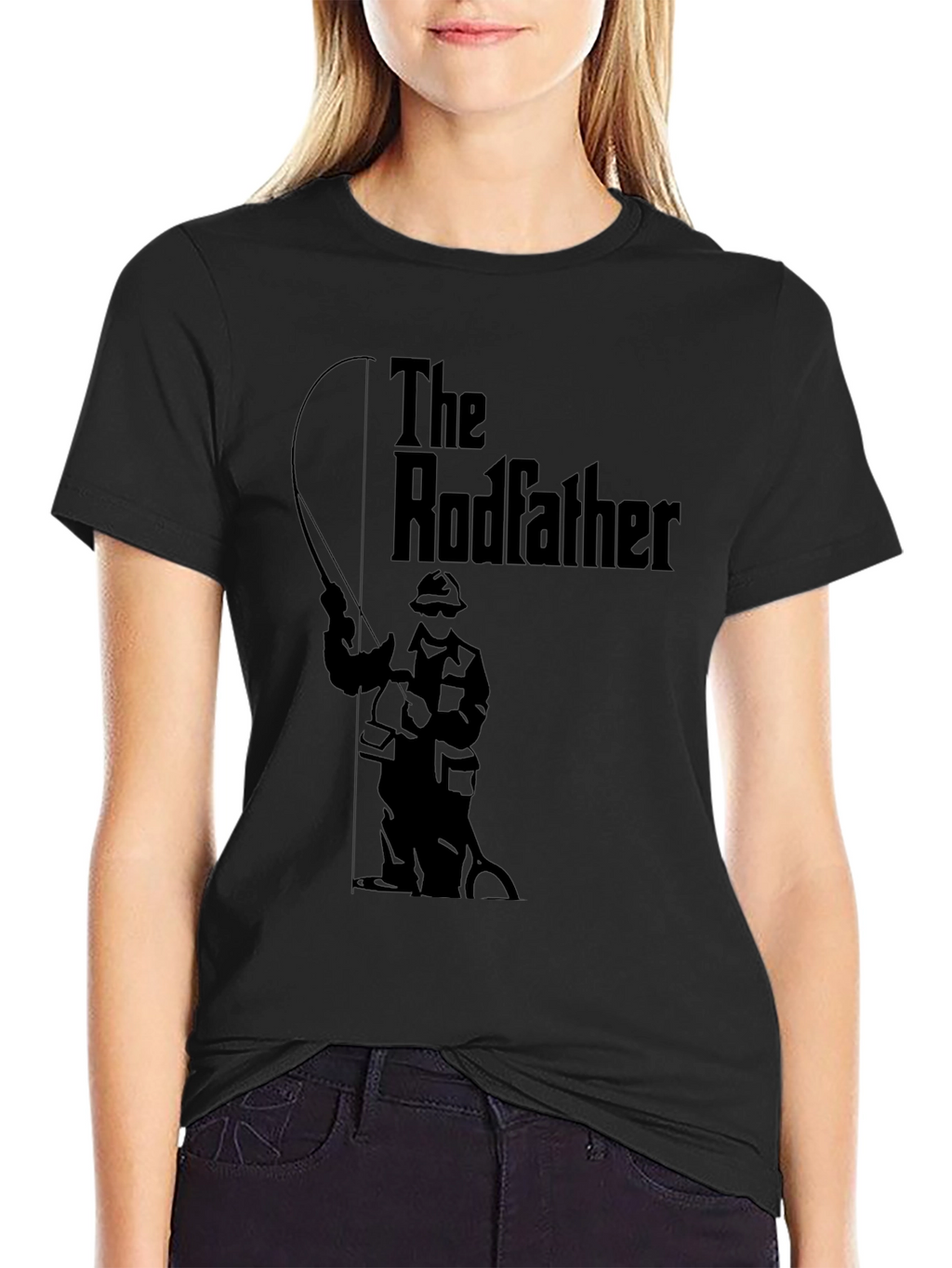 The Rodfather Graphic T-Shirt - Black Fishing Humor