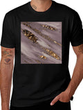 Stylish Abstract Art Print Black T-Shirt