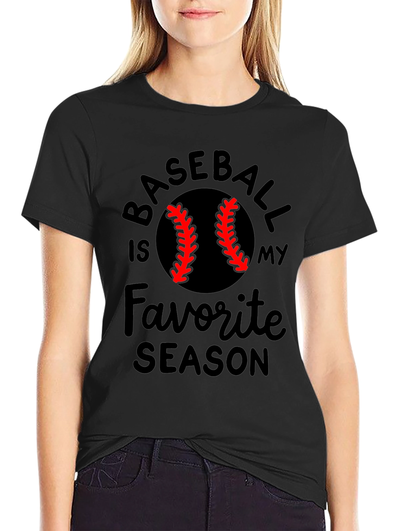 Baseball Is My Favorite Season Black T-Shirt