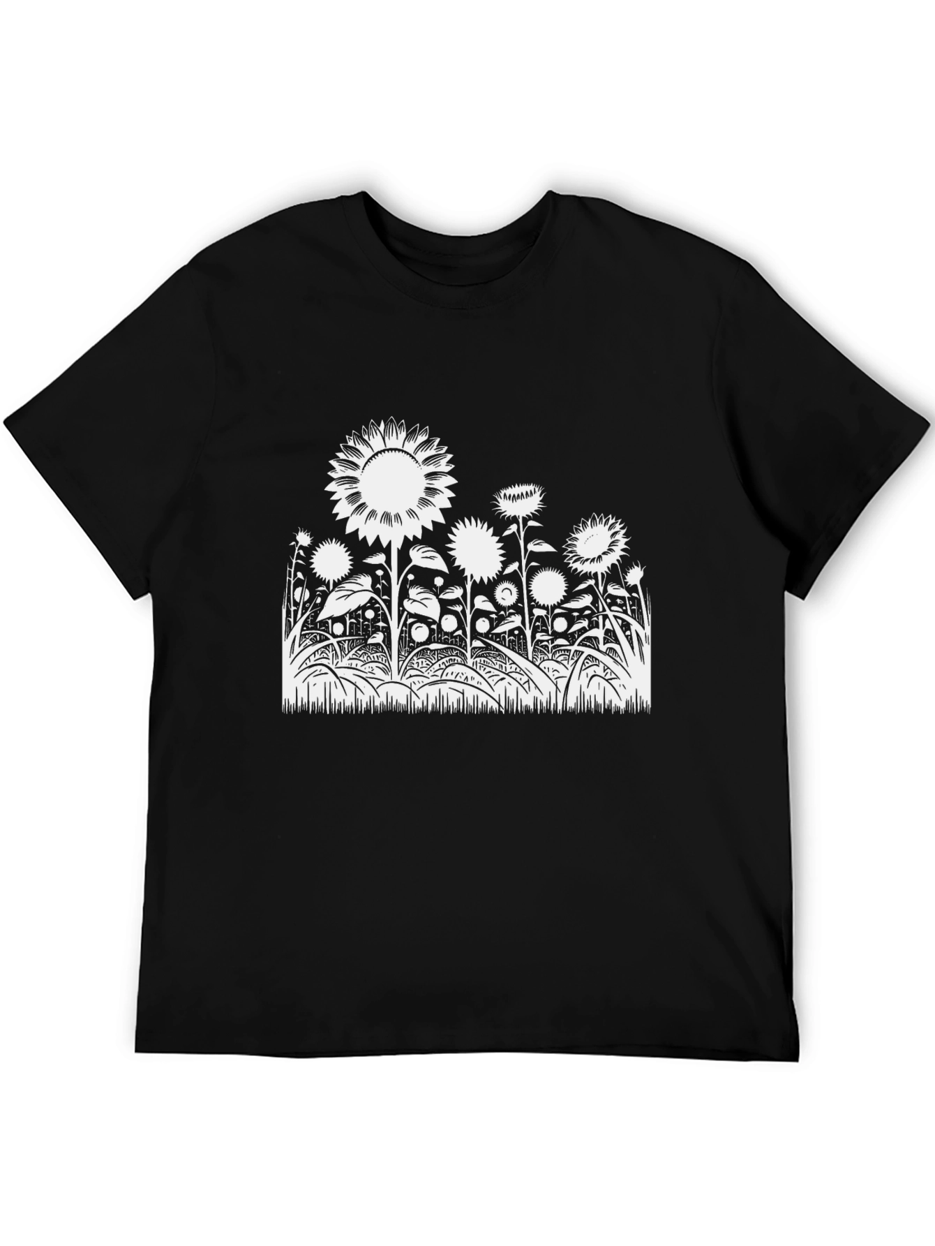 Sunflower Graphic Tee - Stylish Black Cotton T-Shirt