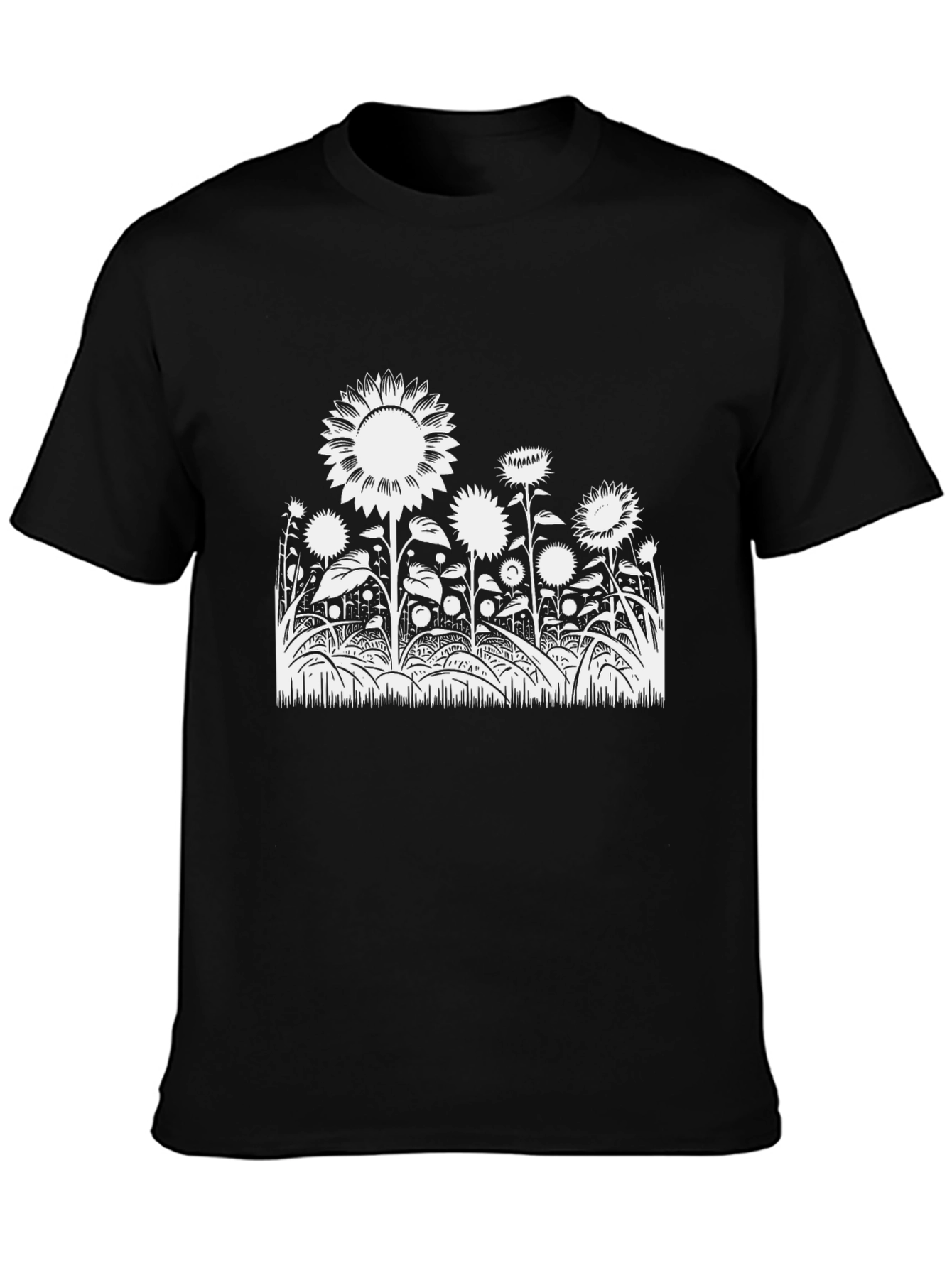 Sunflower Graphic Tee - Stylish Black Cotton T-Shirt
