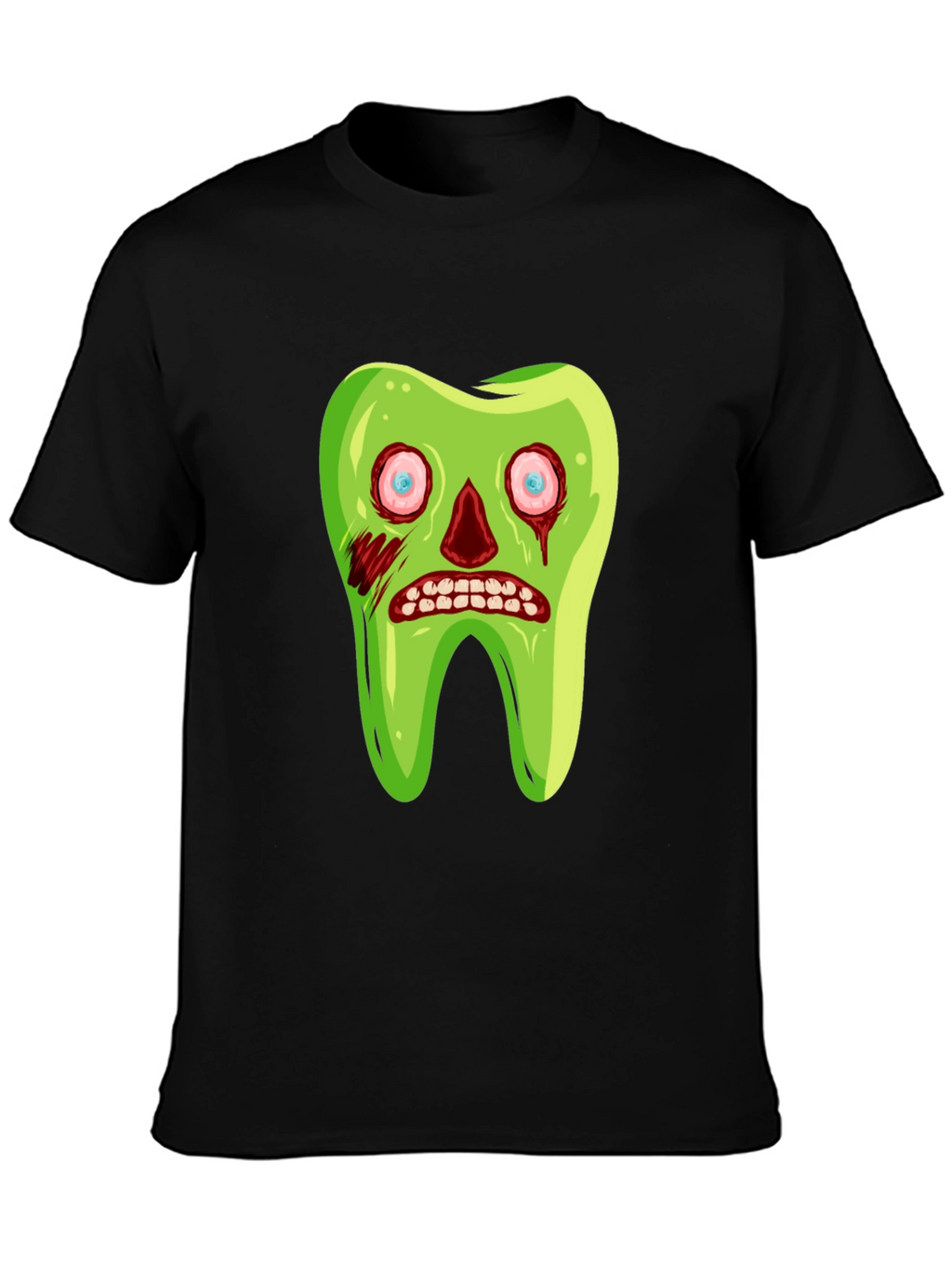 Zombie Tooth Graphic Tee - Novelty Halloween Shirt