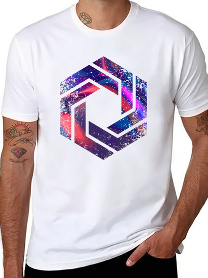 Abstract Hexagon Graphic Black T-Shirt