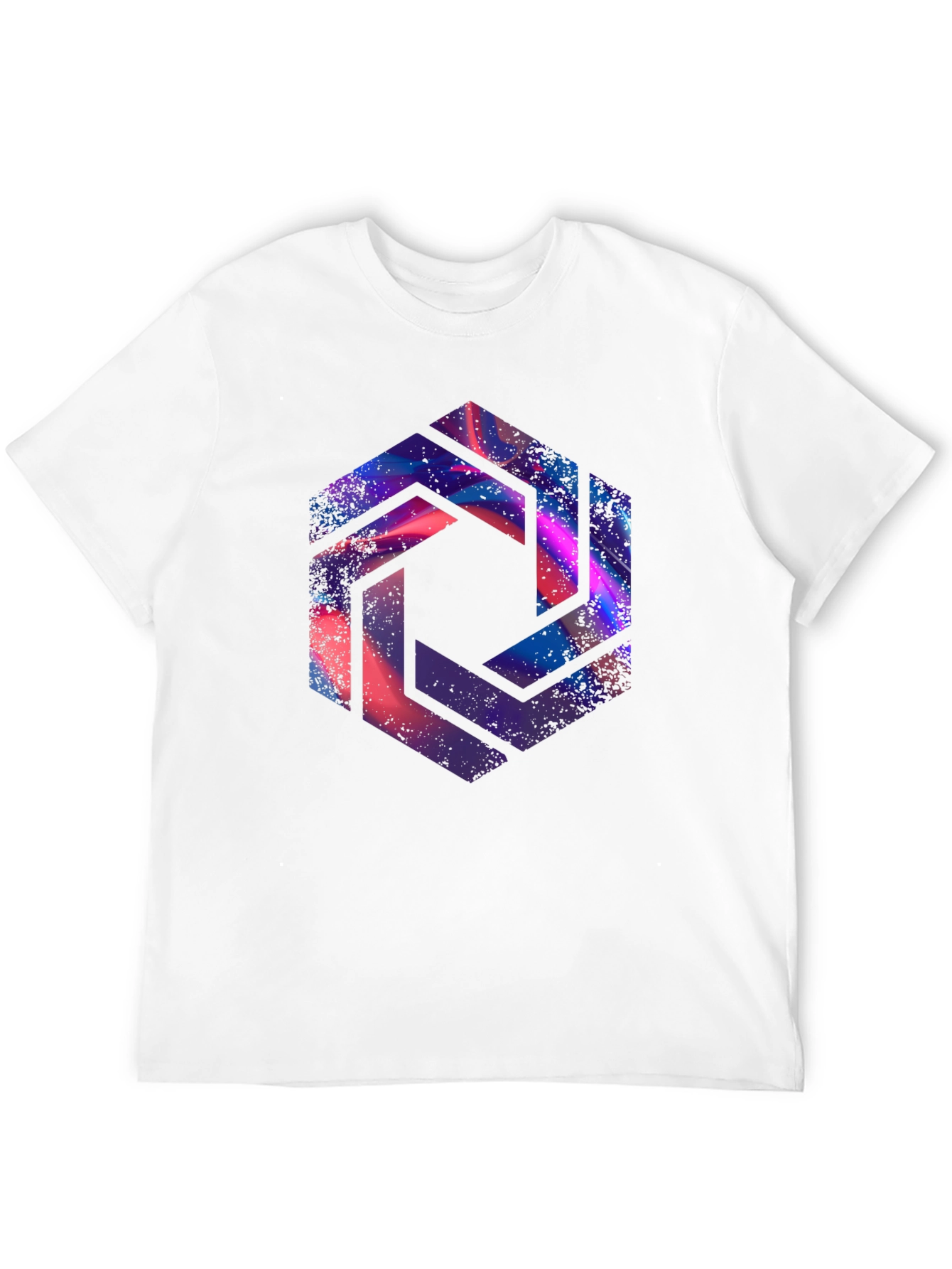Abstract Hexagon Graphic Black T-Shirt