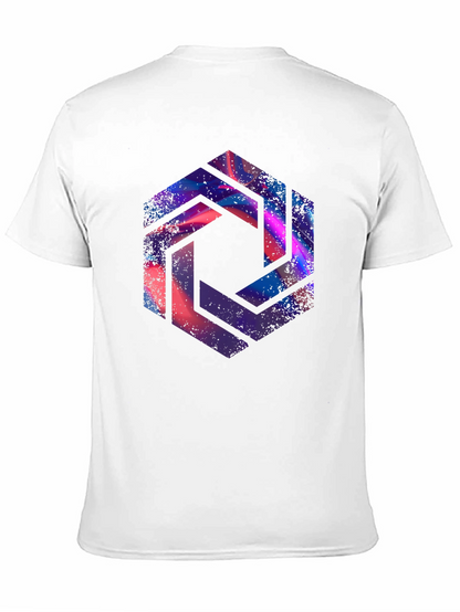 Abstract Hexagon Graphic Black T-Shirt