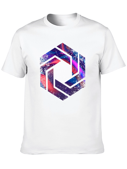 Abstract Hexagon Graphic Black T-Shirt