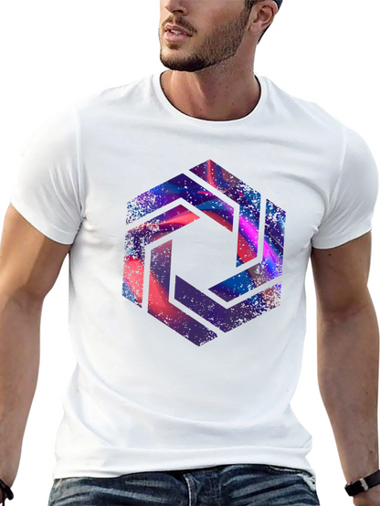 Abstract Hexagon Graphic Black T-Shirt