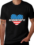 Acupuncturist Patriotic Heart Graphic T-Shirt