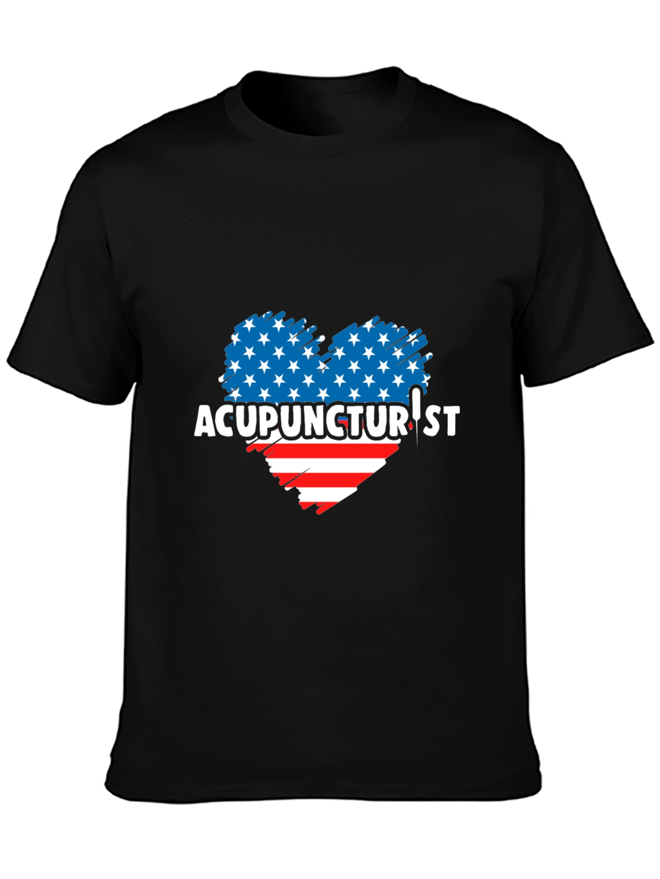 Acupuncturist Patriotic Heart Graphic T-Shirt