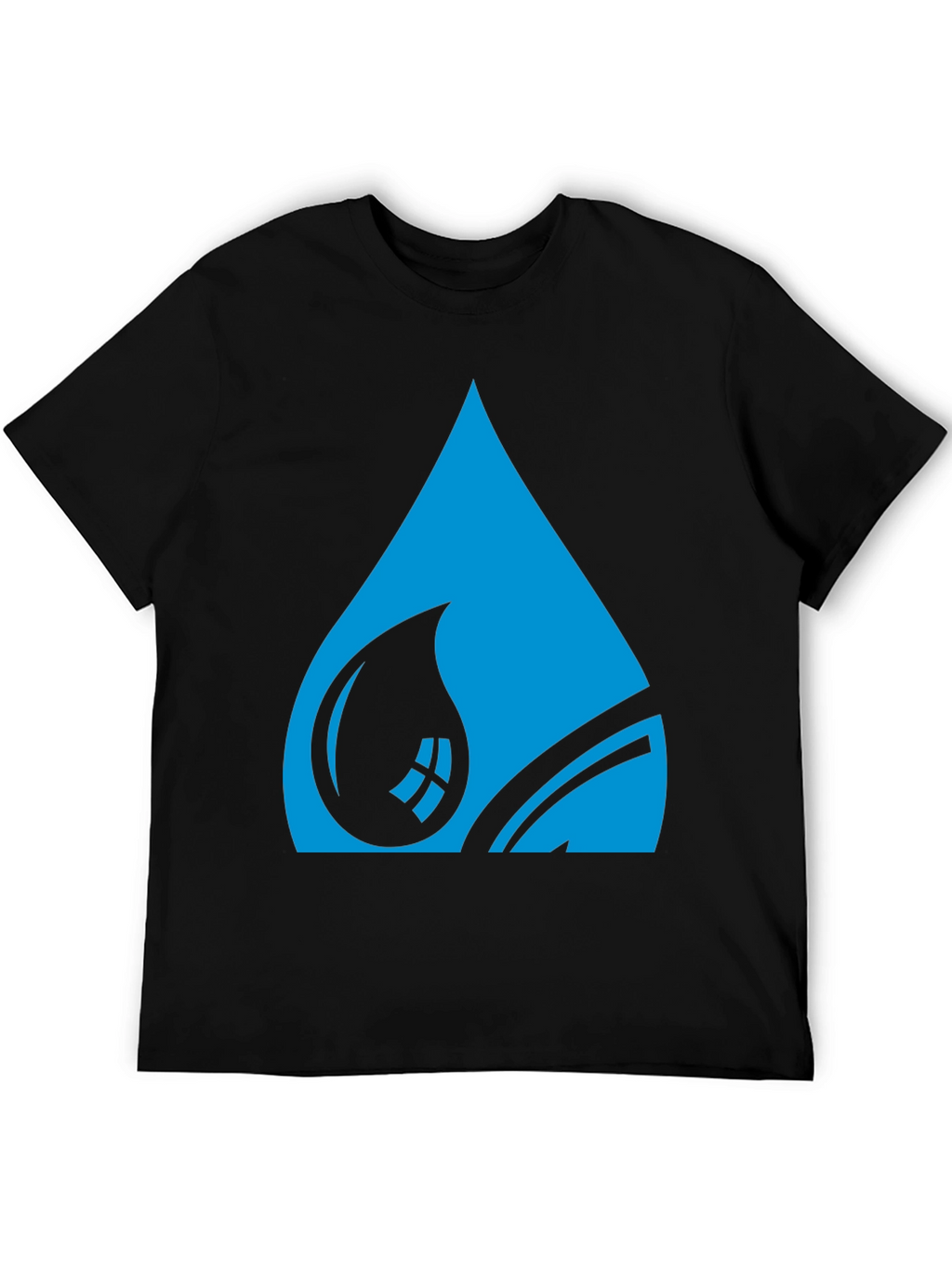 Blue Water Drop Graphic Tee - Stylish Black T-Shirt