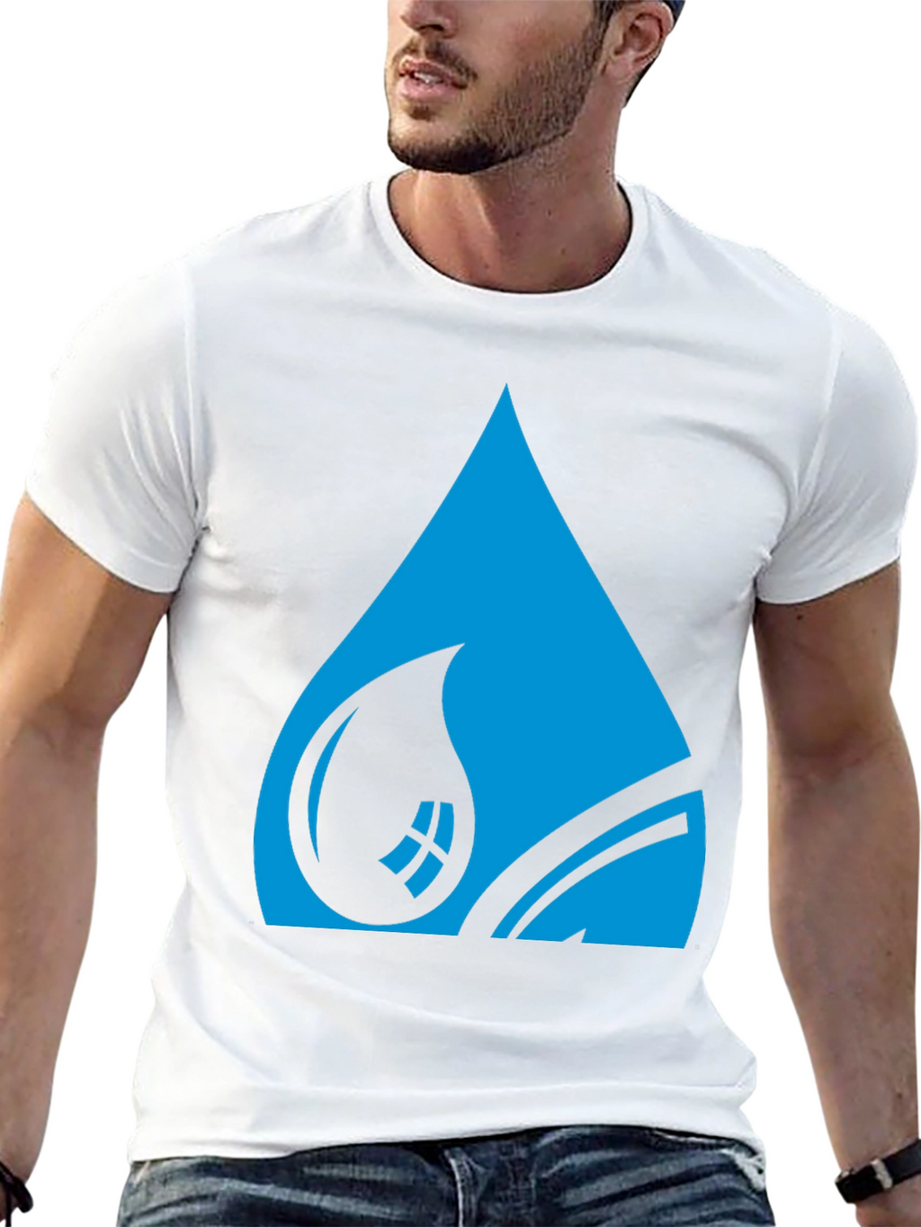Blue Water Drop Graphic Tee - Stylish Black T-Shirt