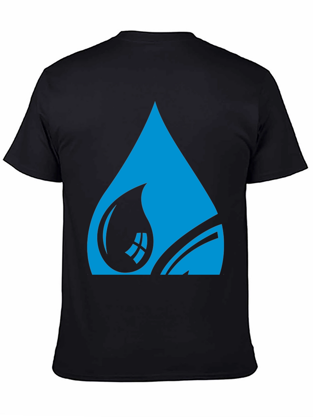 Blue Water Drop Graphic Tee - Stylish Black T-Shirt