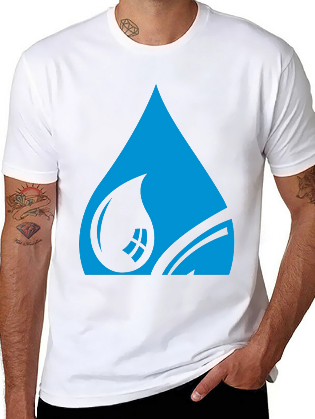 Blue Water Drop Graphic Tee - Stylish Black T-Shirt