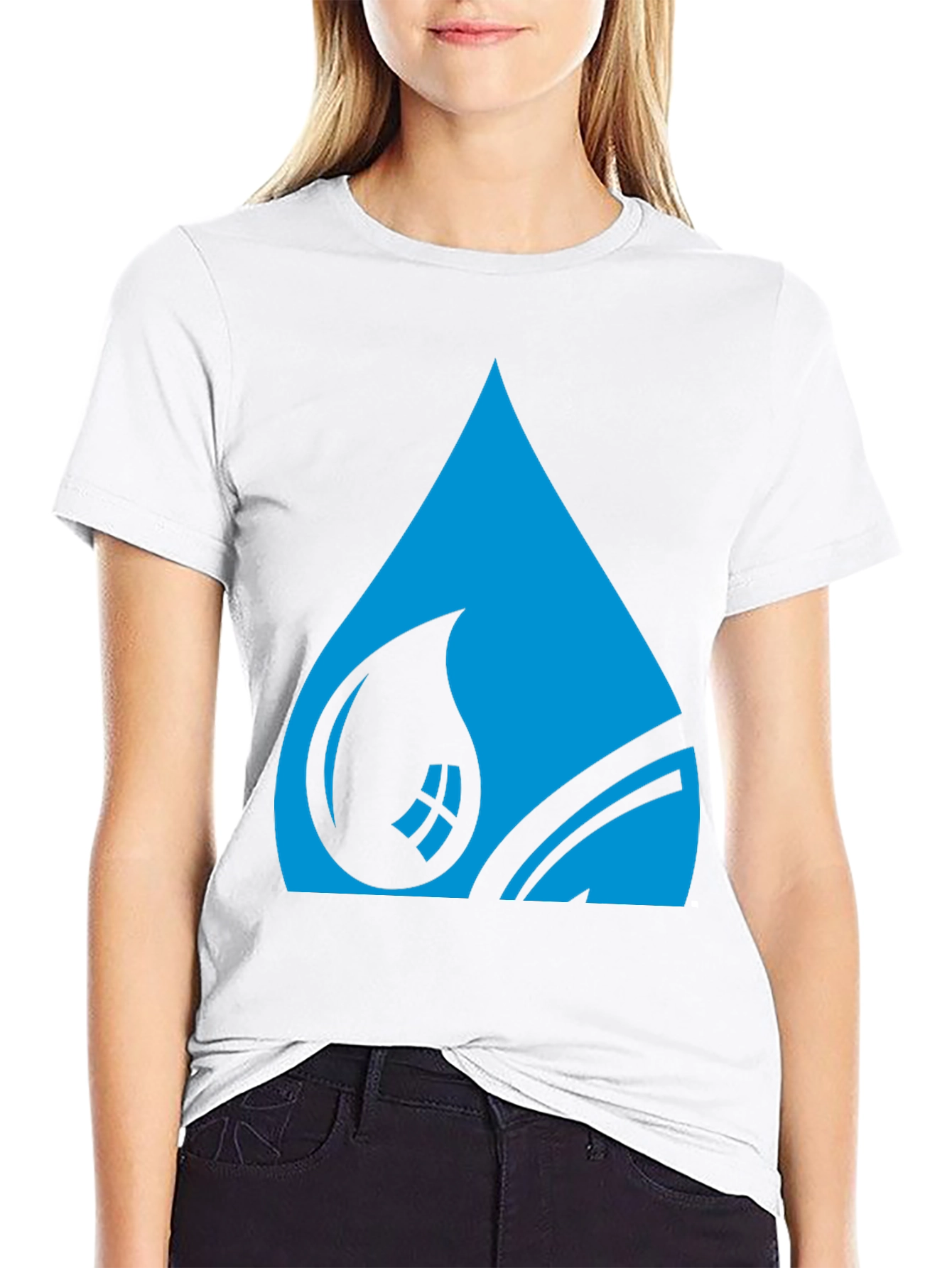 Blue Water Drop Graphic Tee - Stylish Black T-Shirt