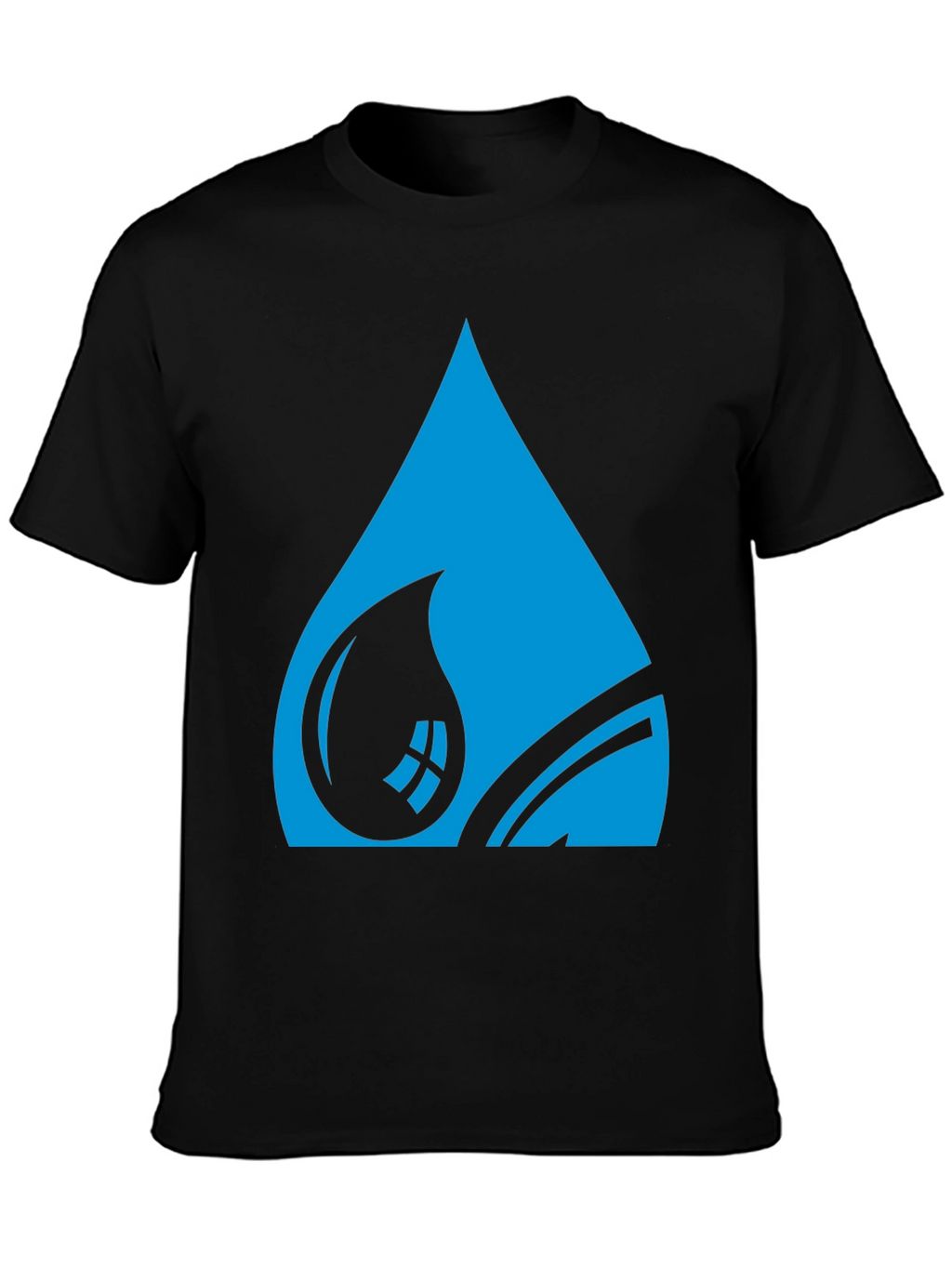 Blue Water Drop Graphic Tee - Stylish Black T-Shirt