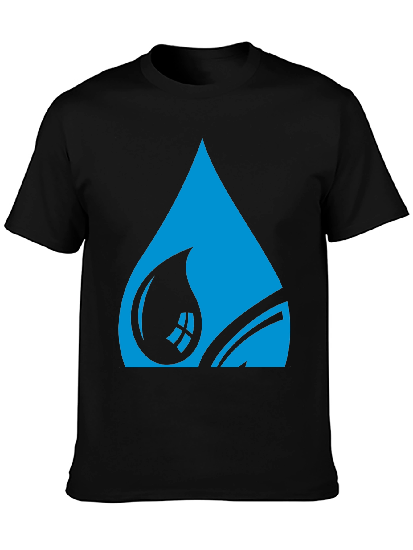Blue Water Drop Graphic Tee - Stylish Black T-Shirt